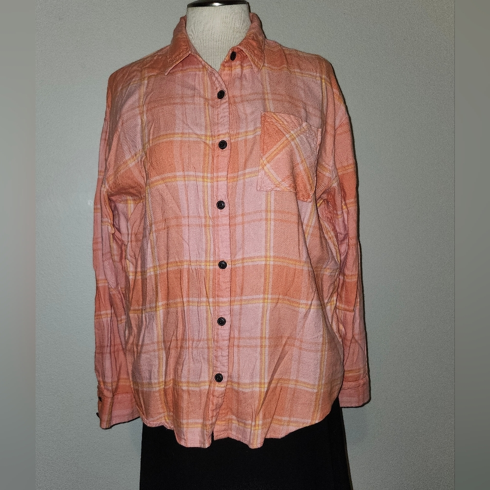 XL Wild Fable orange plaid women's shirt